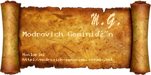 Modrovich Geminián névjegykártya